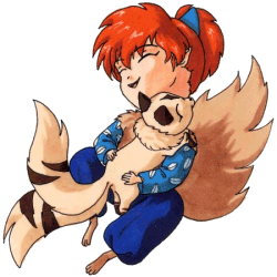 Cute little Shippou and the double-tailed Kirara